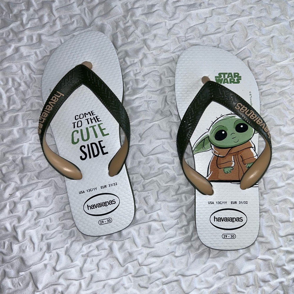Kids Childrens Havaianas Star Wars Baby Yoda Grogu Sandals Flip Flops Size 13c
